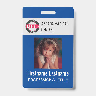 Blue Custom Employee Photo Logo Name Badge ID Badge