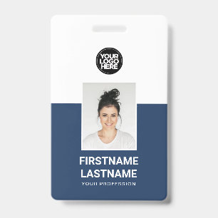 Blue   Custom Employee Photo, Logo, Name ID Badge