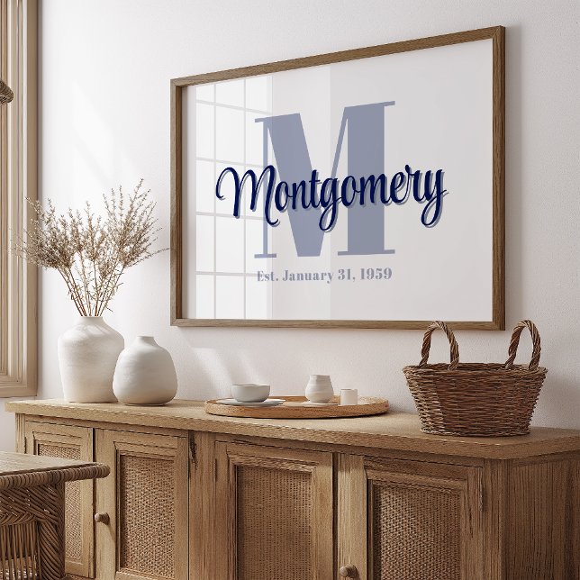 Blue Custom Family Name Poster Wedding Gift Idea  (Creator Uploaded)