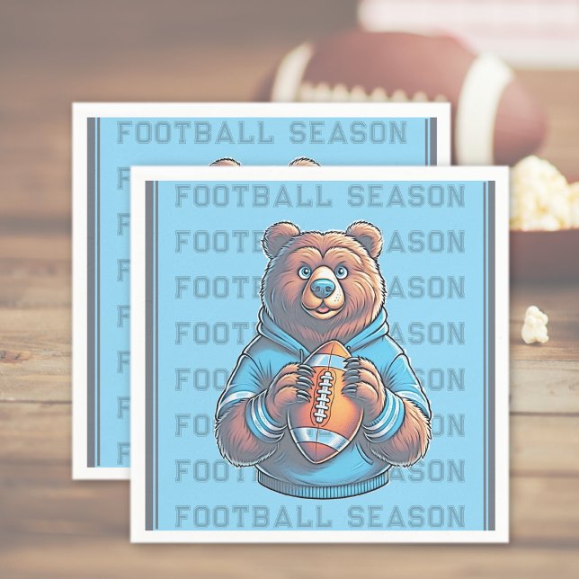 Blue Custom Football Paper Napkin (Blue Custom Football Paper Napkins)