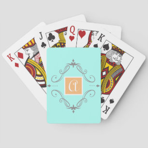BLUE CUSTOM INITIAL Bicycle Playing Cards