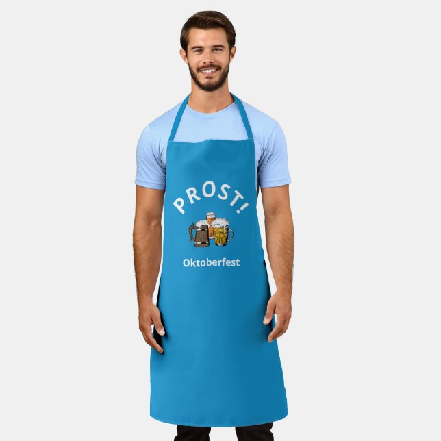 Blue Custom Logo Photo Oktoberfest  Apron (Worn)