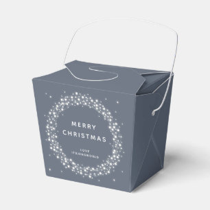Blue Custom Message Sparkling Lights Christmas Favour Box