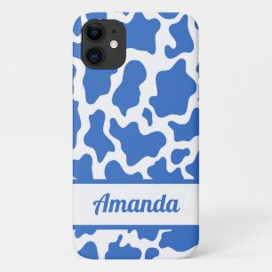 Blue Custom Name Cow Print Pattern Case-Mate iPhone Case