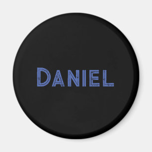 Blue custom name on black magnet
