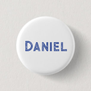 Blue custom name on white 3 cm round badge