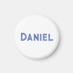 Blue custom name on white magnet