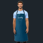 Blue Custom Name Year Master Baker Daddy Apron<br><div class="desc">Lots of talent coming out of that kitchen. Encourage Master Baker Daddy to keep those sweet treats coming with this personalised, modern and unique apron. Customise the words and established year as you need. This dad apron is blue with white type. Stylish typography style treatment. Makes for a great gift....</div>