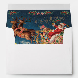 Blue Custom Patriotic American Santa Christmas Envelope