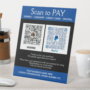 Blue Custom PayPal Venmo Pay Here  Pedestal Sign