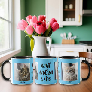 Blue Custom Photo Cat Mum Life Mother's Day Mug