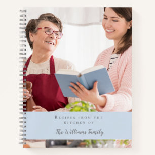 Blue Custom Photo Family Recipe Book
