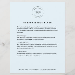BLUE Customisable logo text contact info business Flyer