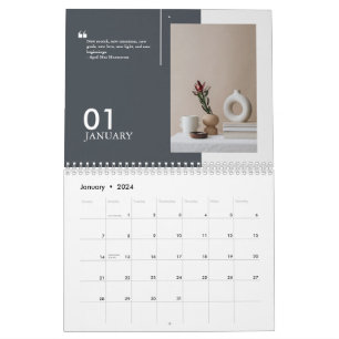 Blue customisable modern minimalist 2025 quotes calendar