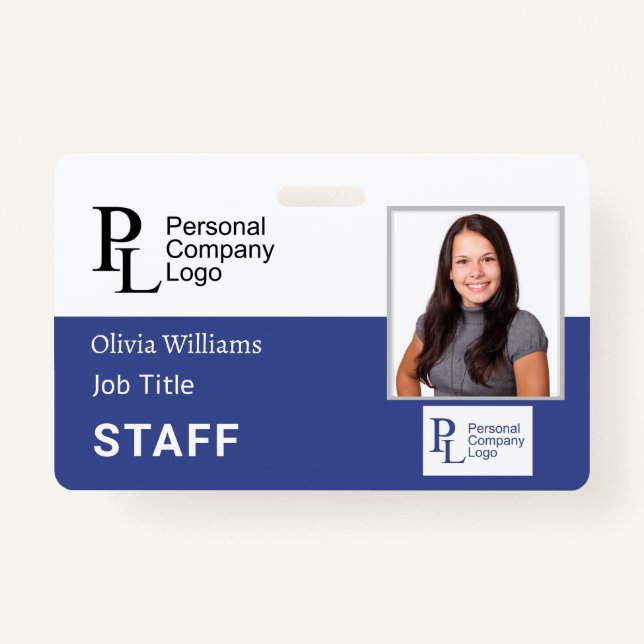 BLUE Customised Company Staff Photo Employee ID ID Badge (Front)