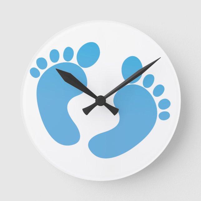 Blue cute baby feet maternity round clock (Front)