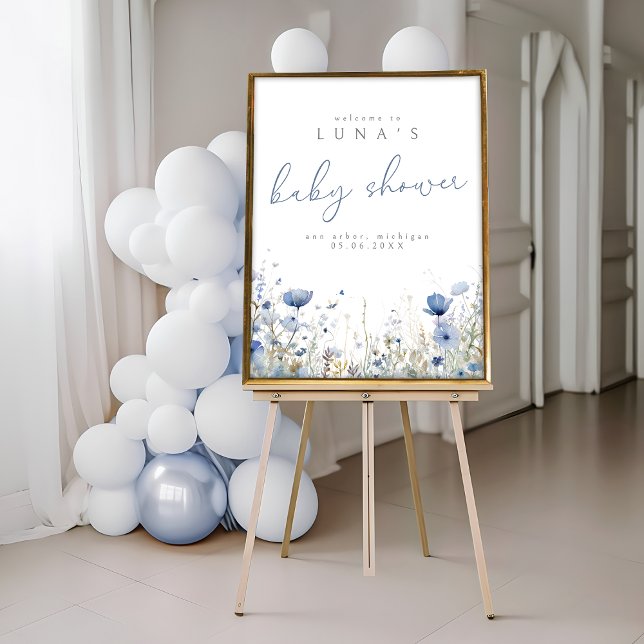 Blue Cute Baby In Bloom Wildflower Welcome Poster (Creator Uploaded)