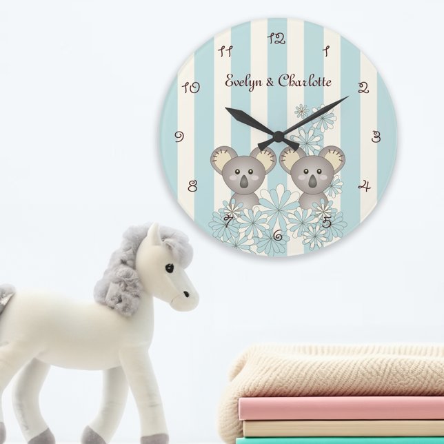 Blue Cute Baby Koala Twin Nursery / Kids Room Large Clock (Creator Uploaded)