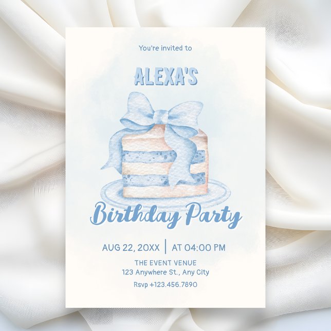 Blue cute cake birthday invitation (Creator Uploaded)
