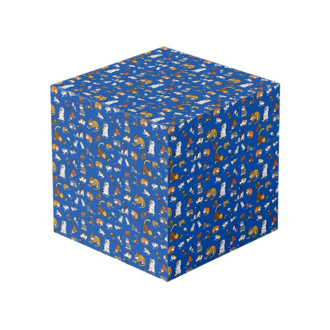 blue cute cat pattern design for cat lovers- cube (Front Angled)