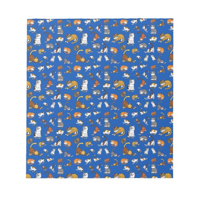 blue cute cat pattern design for cat lovers- notepad (Front)