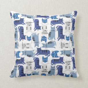 Blue Cute Cats Cushion