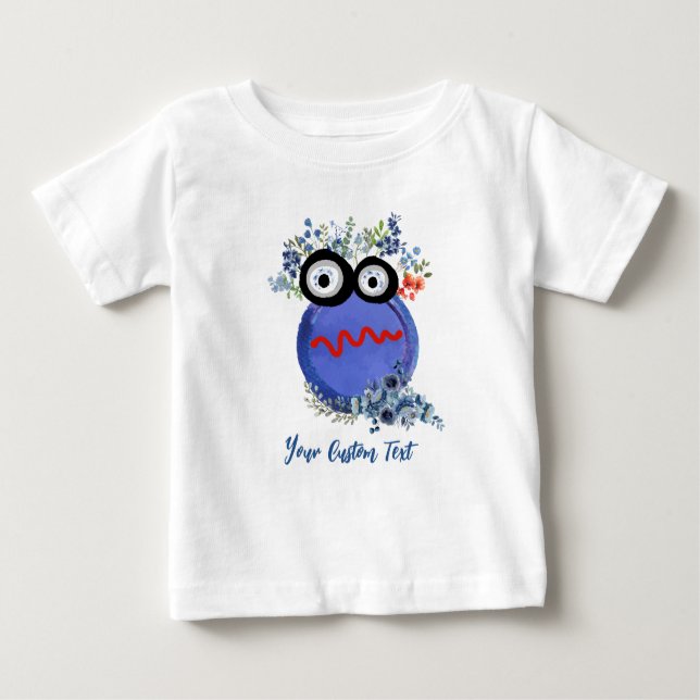 Blue Cute Collection of Little Guys Personalise Baby T-Shirt (Front)