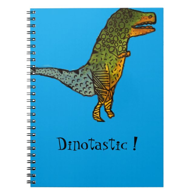 Blue cute dinosaur dinotastic ! T-Rex art doodle Spiral Notebook (Front)