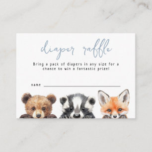 Blue Cute Forest Woodland Animals Diaper Raffle Enclosure Card