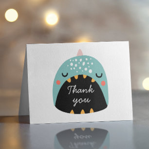 Blue cute funny dinosaur. Dino kids boy birthday Thank You Card