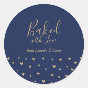 Blue Cute Hearts Baked with Love package sticker