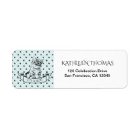 Blue Cute Kitten Baby Shower Return Address Label