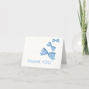 Blue Cute Little Bow Boy Baby Shower  Thank You Card