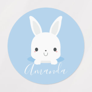 Blue Cute Little Bunny Rabbit with Custom Name