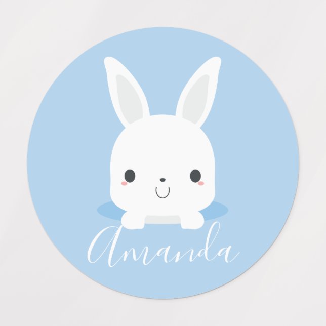 Blue Cute Little Bunny Rabbit with Custom Name (Design 1)