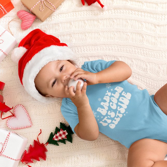 Blue Cute Modern Elegant Minimal Stylish Winter Baby Bodysuit (Blue Cute Modern Elegant Minimal Stylish Winter Baby Bodysuit)