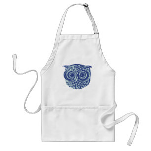 Blue cute owl picture standard apron