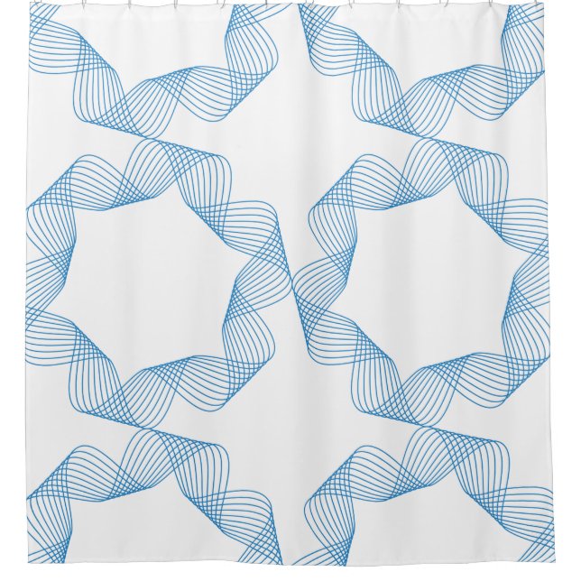 Blue, cute, simple, elegant geometric pattern art shower curtain (Front)