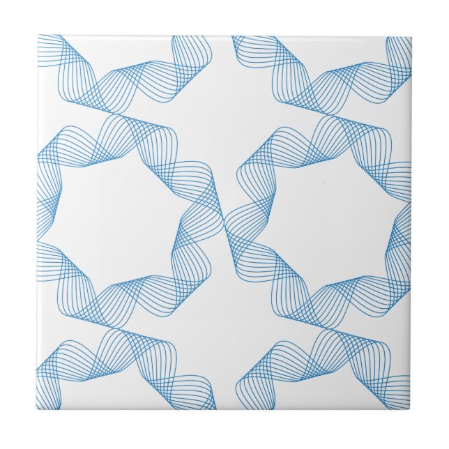 Blue, cute, simple, elegant geometric pattern art tile (Front)