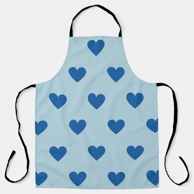 Blue Cute Simple Heart Pattern Apron (Front)