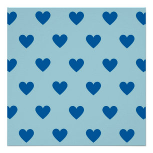 Blue Cute Simple Heart Pattern Poster