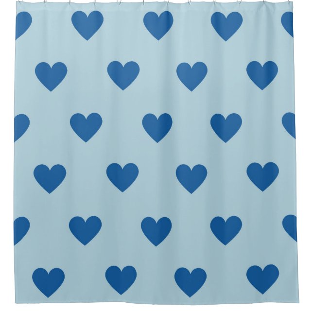 Blue Cute Simple Heart Pattern Shower Curtain (Front)