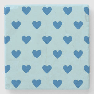Blue Cute Simple Heart Pattern Stone Coaster