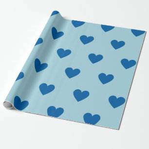Blue Cute Simple Heart Pattern Wrapping Paper
