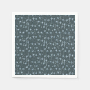 Blue cyan bohemian dandelions pattern napkin