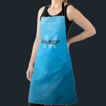 Blue cyan gradient geometric mesh pattern Monogram Apron<br><div class="desc">Monogram Personalise with your custom initial and name. 
Triangle geometric mesh with light dark blue ombre gradient. 
pattern,  ombre,  mesh,  triangles,  geometry,  geometric,  gradient,  cool,  triangle,  bright,  blue,  cyan</div>