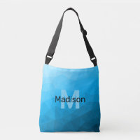 Blue cyan gradient geometric mesh pattern Monogram