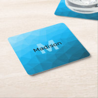 Blue cyan gradient geometric mesh pattern Monogram