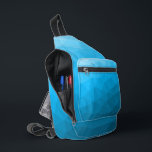 Blue cyan gradient geometric mesh pattern sling bag<br><div class="desc">Blue cyan gradient geometric mesh pattern Printed bag. Cool fashion accessory bag for everyone. Triangle geometric mesh with light to dark Blue cyan ombre gradient design.</div>