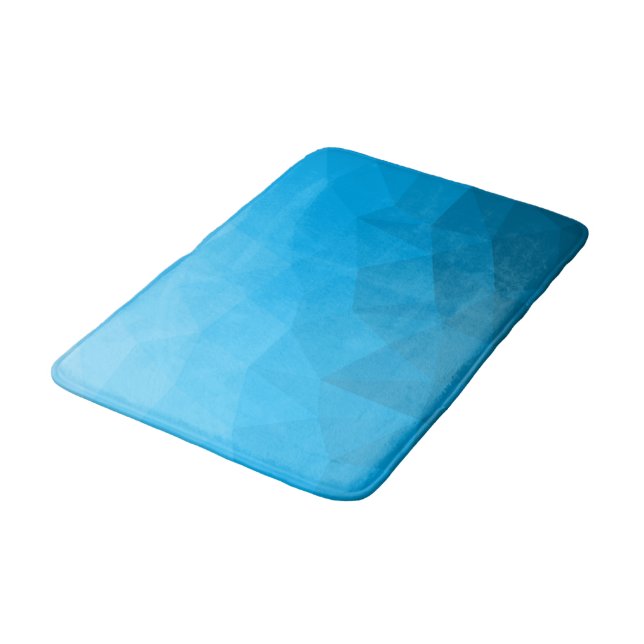 Blue cyan gradient geometric mesh pattern Triangle Bath Mat (Angled)